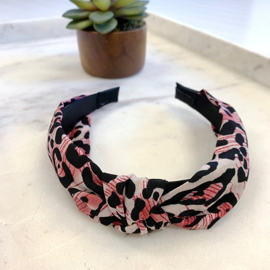 Lana Leopard Headband-Pink