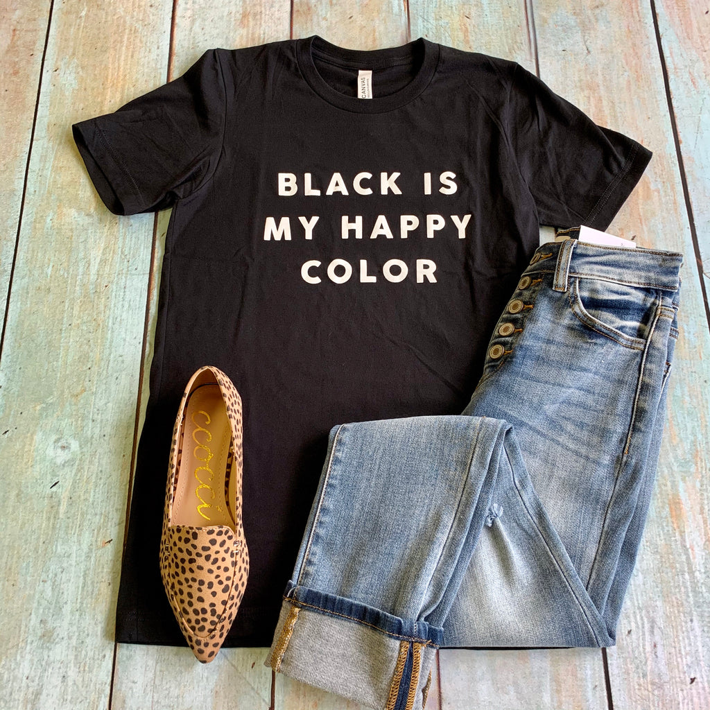 Black Is My Happy Color Tee - BOMSHELL BOUTIQUE