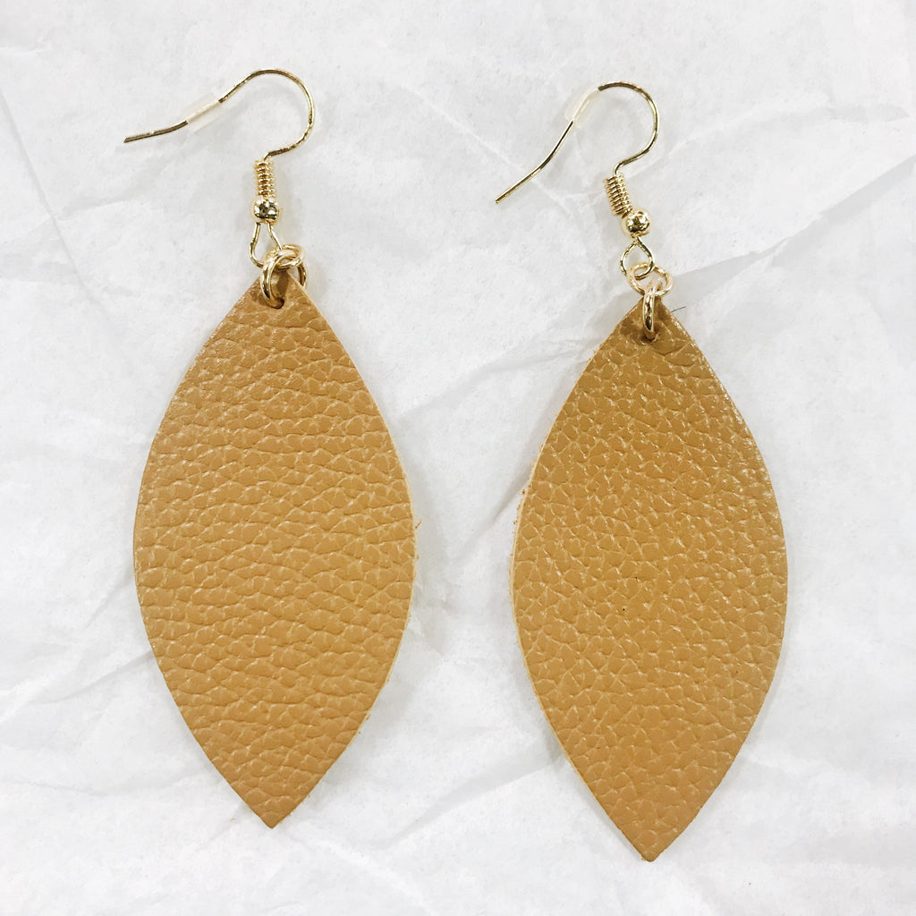 Leather Oval Earring - Other Colors Available - BOMSHELL BOUTIQUE