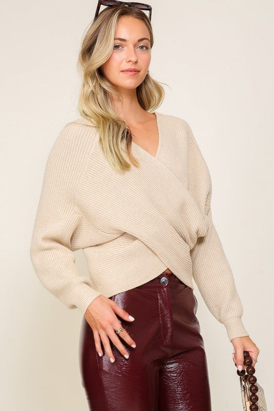 Cross Over Front Sweater - 2 colors
