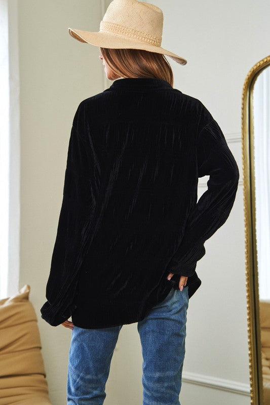 Long Sleeve Button Front Loose Fit Shirt Top - 3 colors