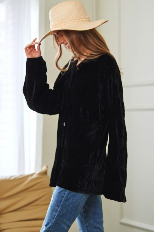 Long Sleeve Button Front Loose Fit Shirt Top - 3 colors