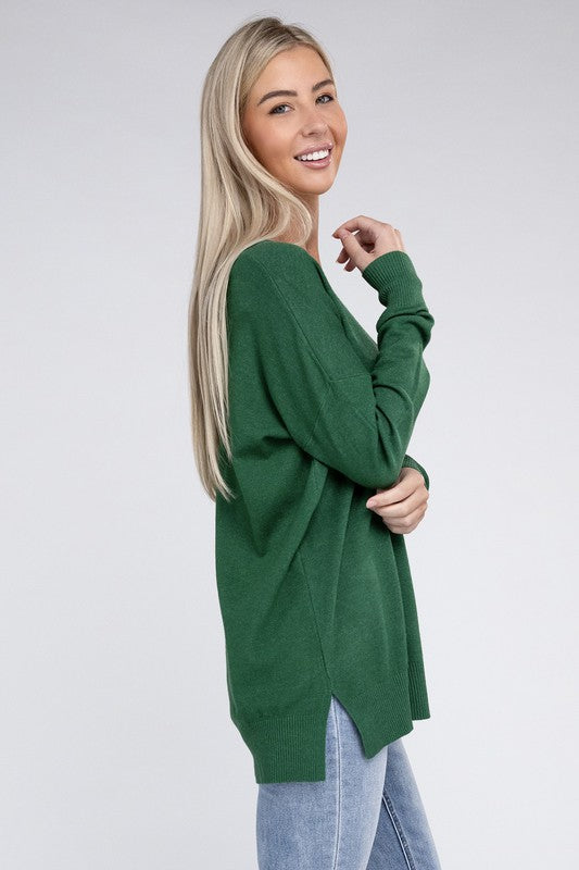 Garment Dyed Front Seam Sweater - 9 Colors