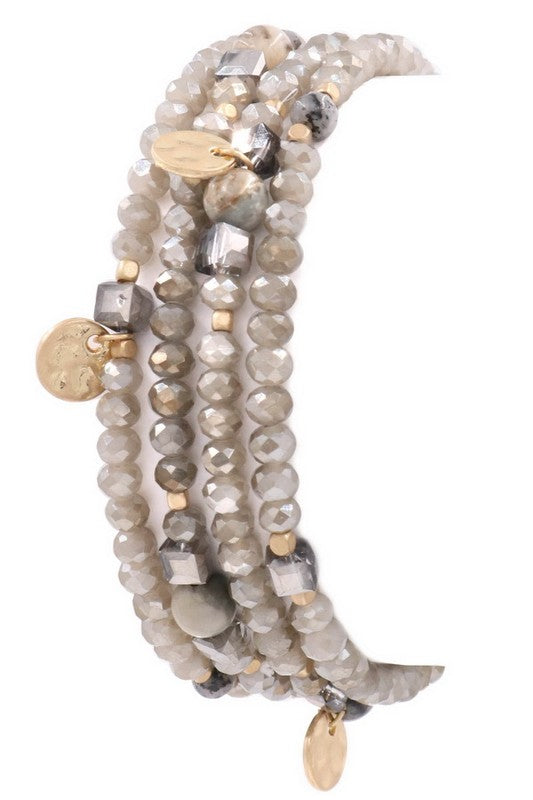 Glass and Stone Stretch Bracelet - BOMSHELL BOUTIQUE