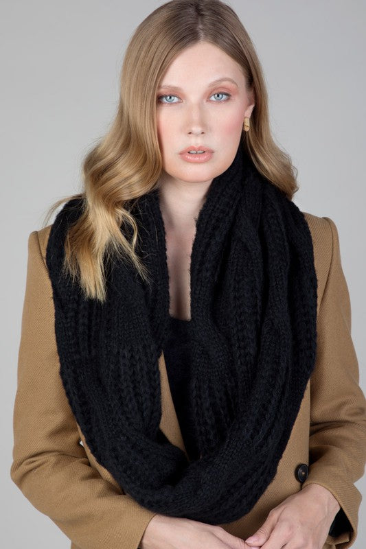Black Cable Knit Infinity Scarf