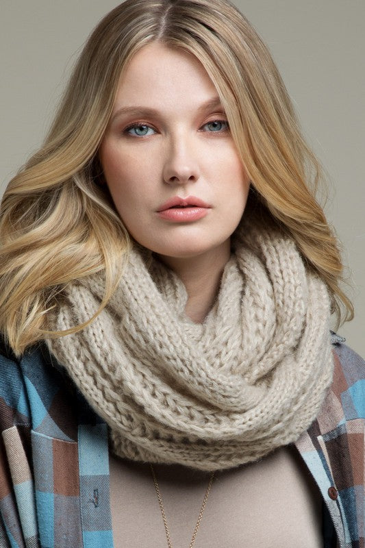 Oatmeal Cable Knit Infinity Scarf