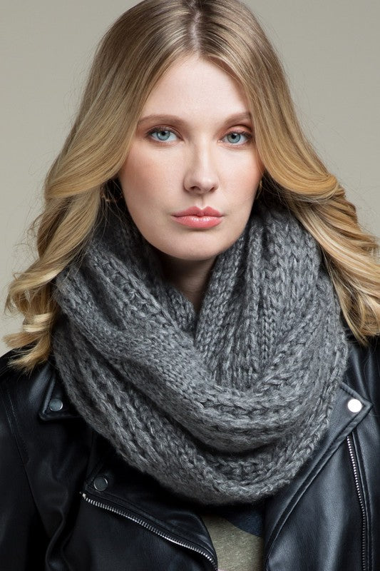 Charcoal Cable Knit Infinity Scarf