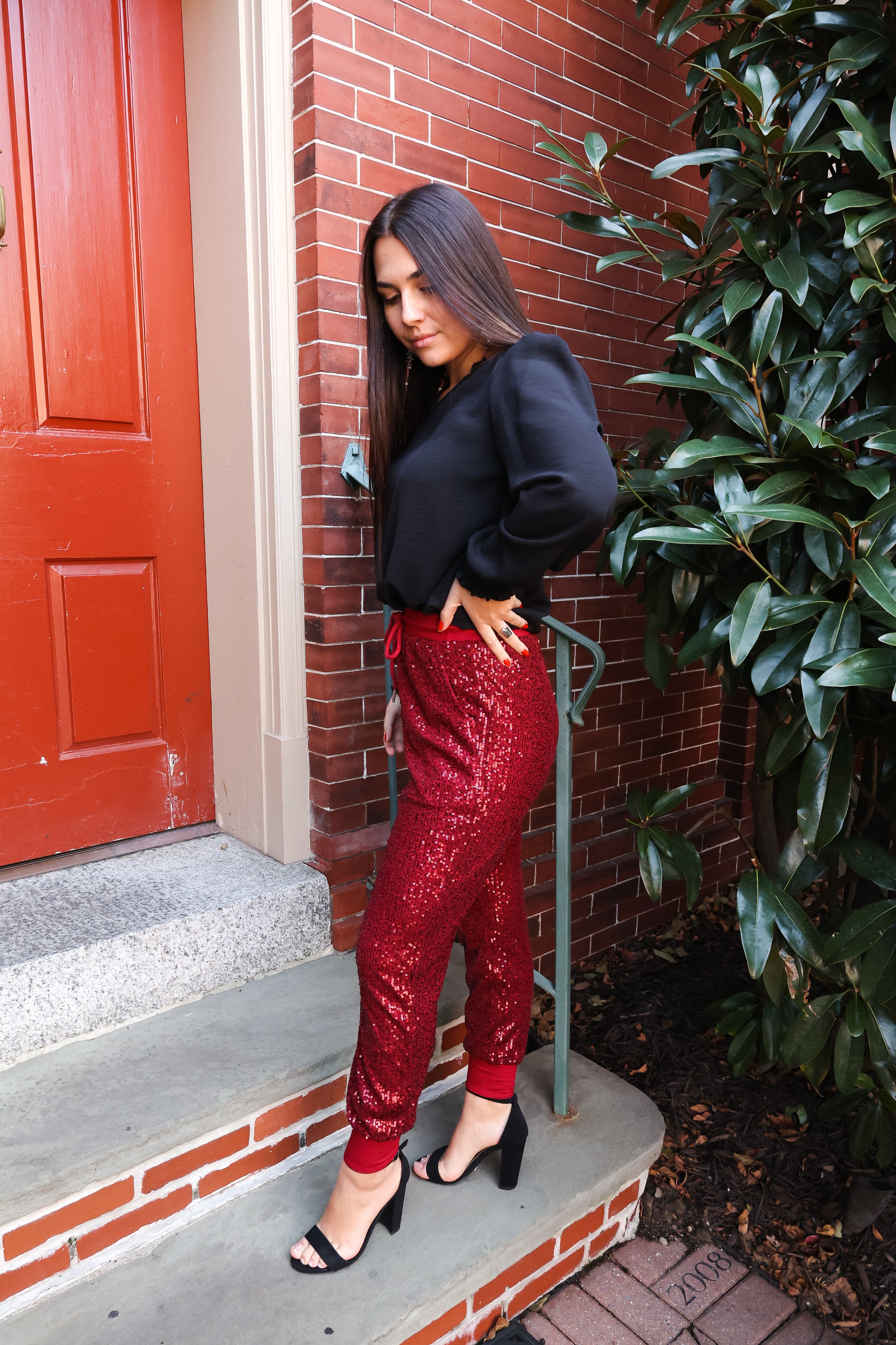 Seeing Sequins Jogger , Red – Everyday Chic Boutique