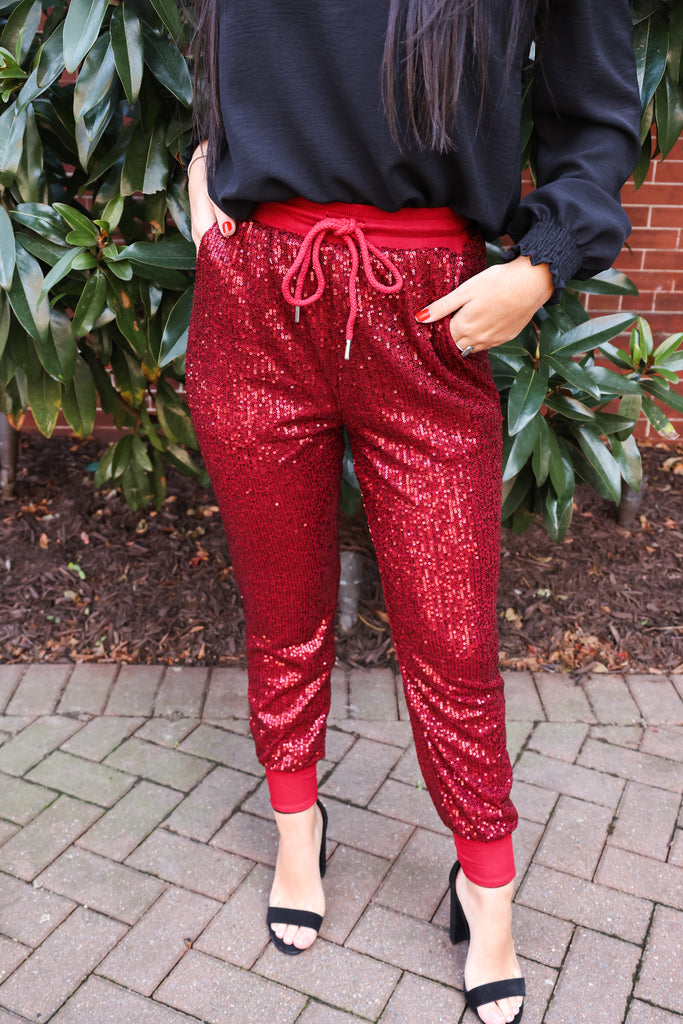 Catch Your Eye Sequin Joggers