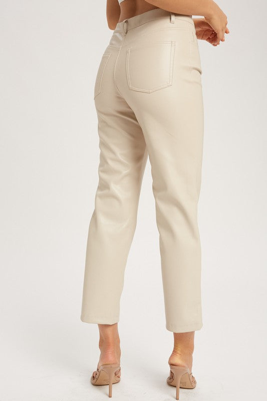 Veronica Leather Pants- Cream