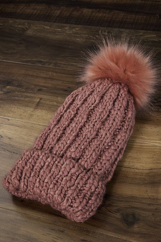 Callie Cable knit Beanie- Teracotta