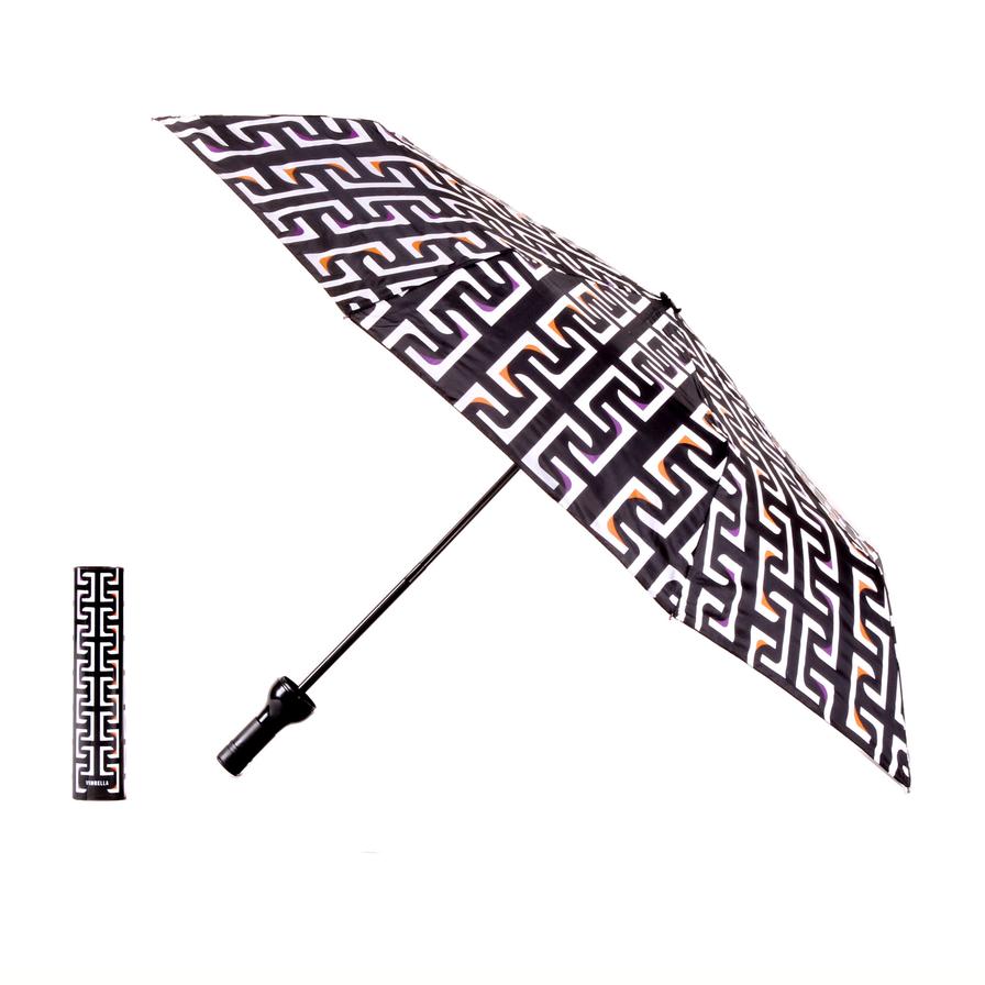 Wine Bottle Umbrella-Geometric Black/White - BOMSHELL BOUTIQUE