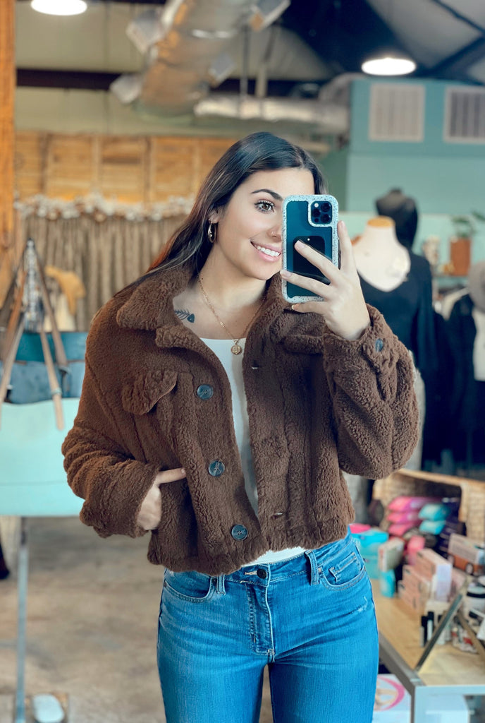 Jenna Faux Fur Jacket- Cocoa