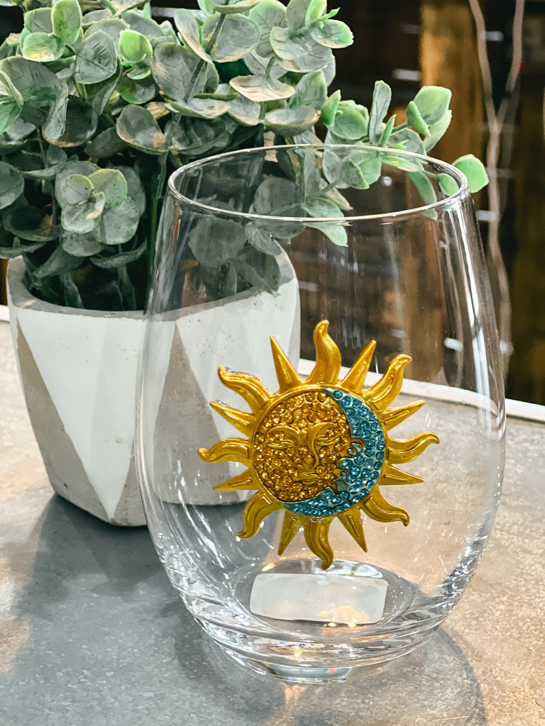 Sun And Moon Jeweled Stemless Wine Glass