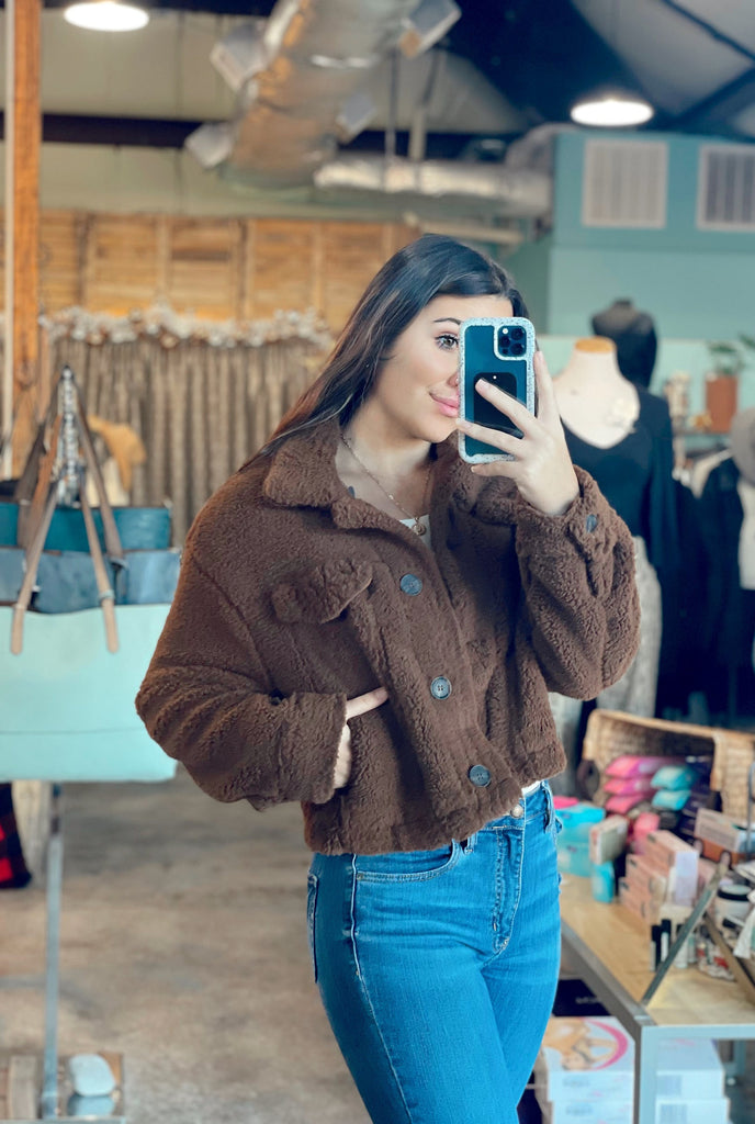 Jenna Faux Fur Jacket- Cocoa