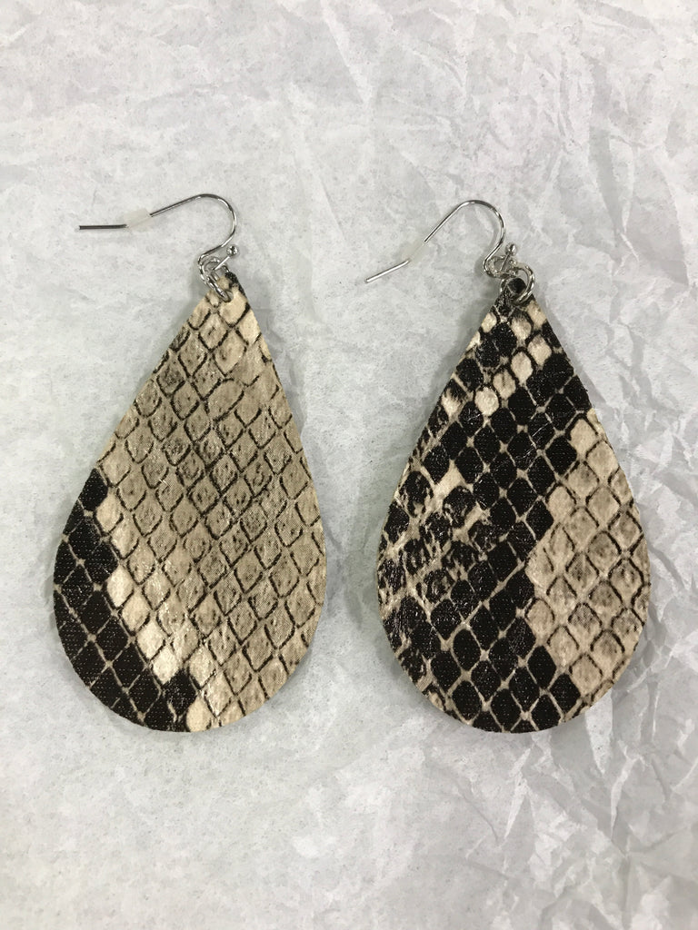 Leather Tear Drop Earring - Other Colors Available - BOMSHELL BOUTIQUE