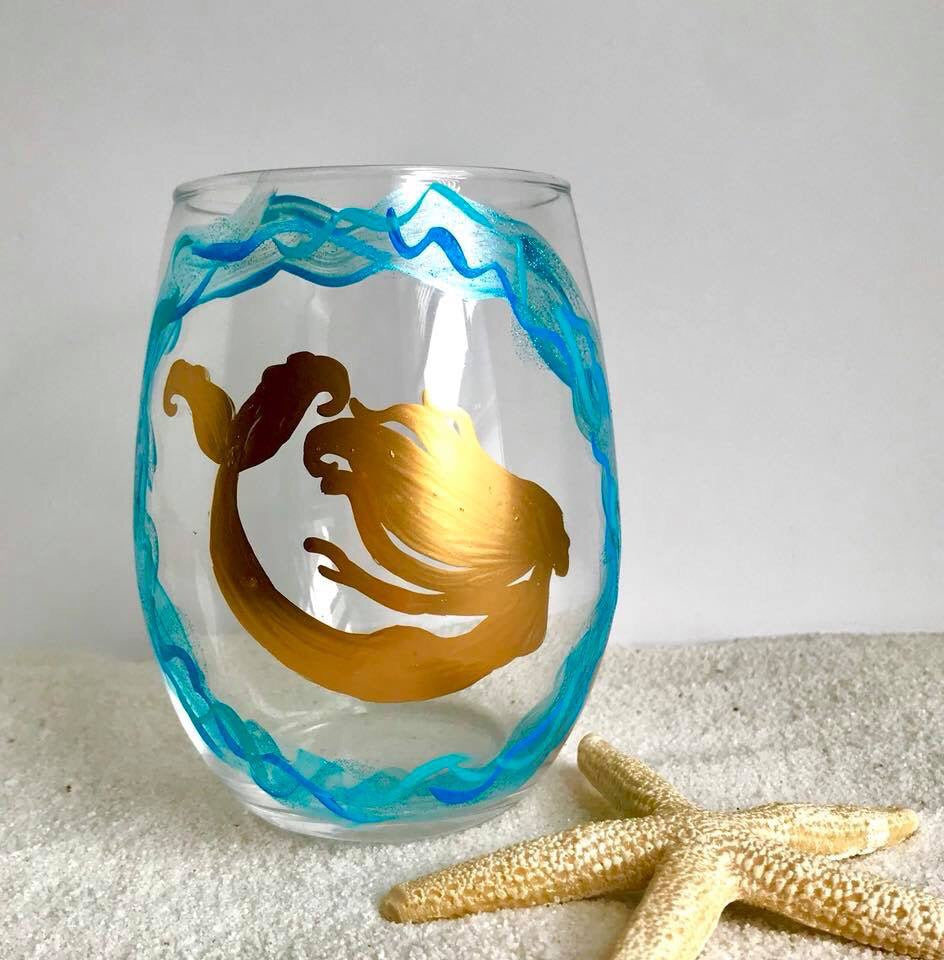Hand Painted Stemless Wine Glasses - BOMSHELL BOUTIQUE