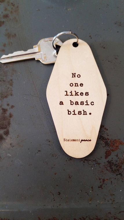 Basic Bish Wood Keychain