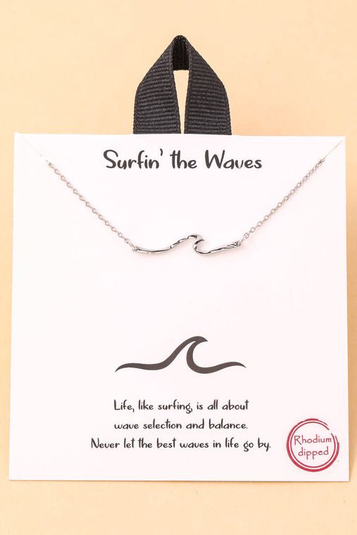 Hammered Wave Pendant Necklace