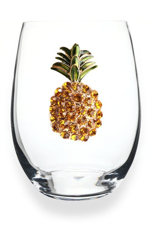 Pineapple Jeweled Stemless Wine Glass